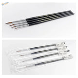 Premium sable brushes set of five with black handles and pointed bristles
