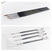 Premium sable brushes set of five with black handles and pointed bristles