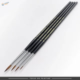 Premium sable brushes set of four black-handled nigri works with fine brown bristles
