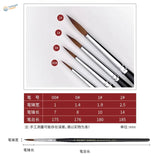 Premium sable brushes set of four silver-tipped black-handled with numbered tips