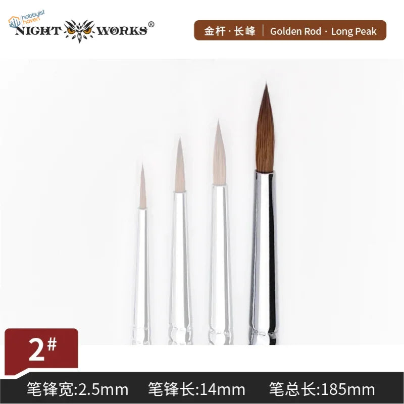 Set of four premium sable brushes with silver tips and natural bristles