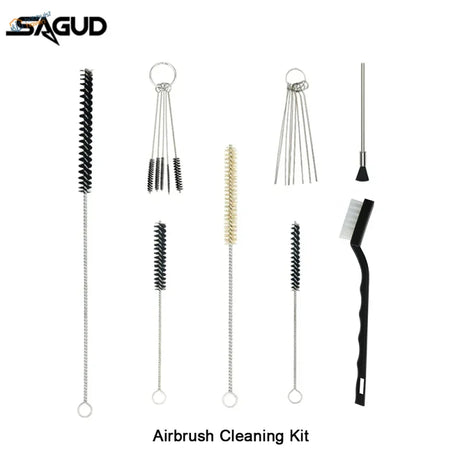 Sagud professional airbrush cleaning kit with metal and plastic brushes