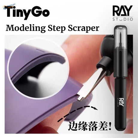Professional step scraper with purple tinygo modeling blade and black handle