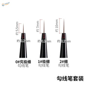 Ray Studio ultra-fine liner brushes 3-brush set (0#, 1#, 2#) with black handles