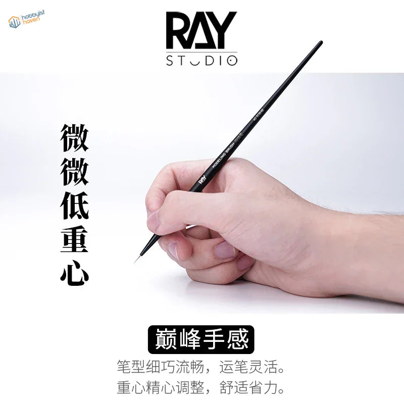 Ray Studio ultra-fine modeling brush with tapered handle and fine tip