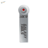 Silver Galaxy Tools rivet making tool with red hex center and gear edge