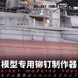 Gray reddish-brown model ship with rivets made by rivet making tool