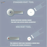 Silver standard rivet making tool with handle for precise rotation