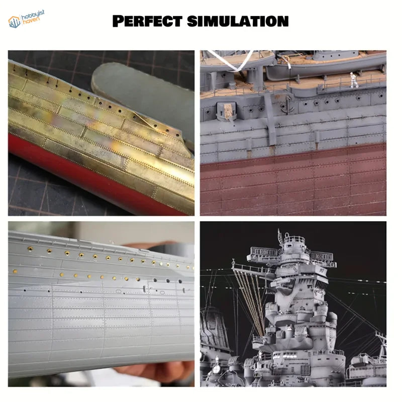 Detailed Japanese battleship Yamato model made with rivet making tool