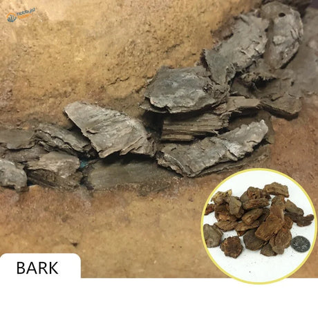 Rock-simulating tree bark for dioramas, dark rough textured fragments