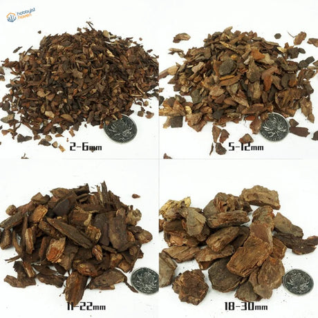 Rock-simulating tree bark chips in four brown sizes for scale modeling dioramas
