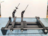 Black 3D-printed rotating holder for 1/18 1/12 motorcycle models with adjustable clamps