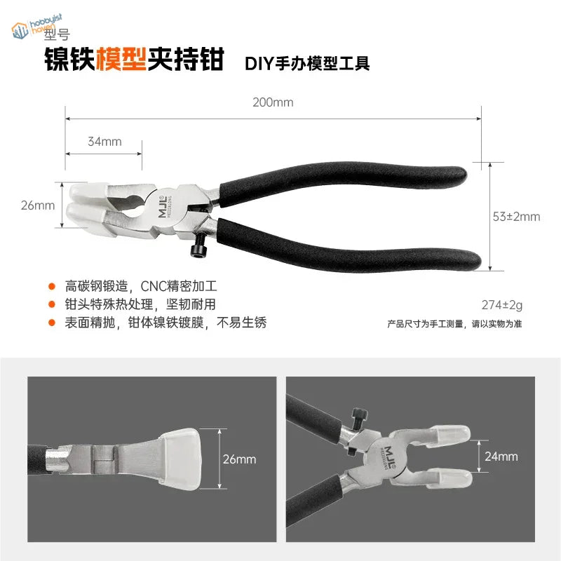 Black-handled Mie clamping pliers with soft rubber sheaths