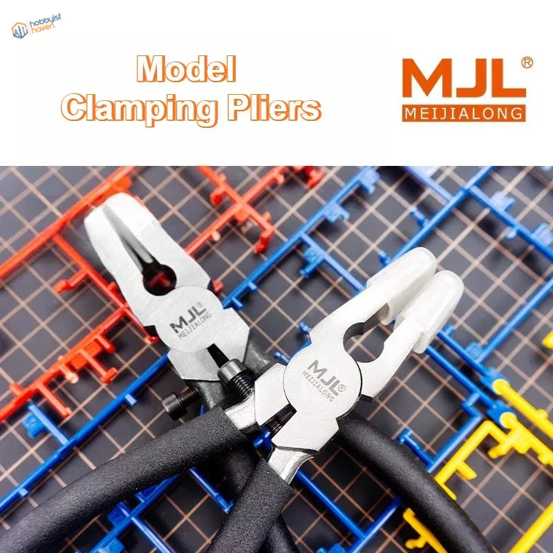 Silver and black MJL Meijialong clamping pliers with soft rubber sheaths
