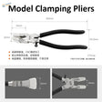Black-handled clamping pliers with soft rubber sheaths and silver jaws