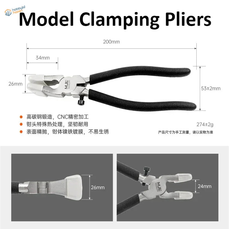 Black-handled clamping pliers with soft rubber sheaths and silver jaws