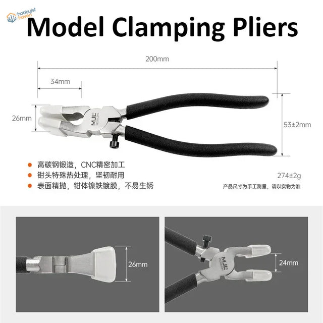 Black-handled clamping pliers with soft rubber sheaths and silver jaws