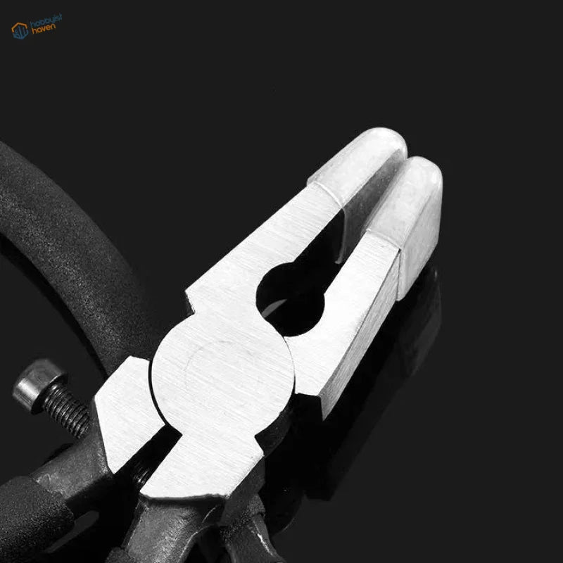 Silver-toned needle-nose clamping pliers with soft rubber sheaths