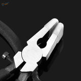 Silver-toned needle-nose clamping pliers with soft rubber sheaths