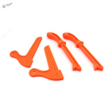 Four bright orange push stick handles with ergonomic grips for Safety Push Blocks