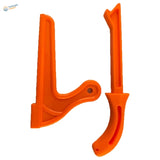 Bright orange ergonomic push blocks and push sticks with standard width grips