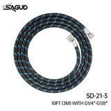 Black and blue nylon braided sagud sd-21-3 airbrush hose with silver fittings for steady airflow in scale modeling tools