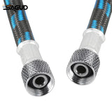 SAGUD nylon braided airbrush hose in blue and black with metallic connectors for steady airflow and scale modeling tools