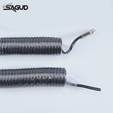 Black coiled spring airbrush hose with metallic ends sagud brand features durable coiled air line design