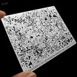 White rectangular salt weathering and corrosion stencil with black speckled pattern for precision hobby tools by alexen models