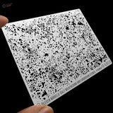 White rectangular salt weathering and corrosion stencil with black speckled pattern for precision hobby tools by alexen models