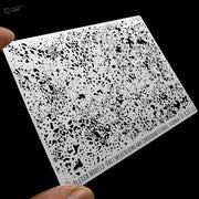 White rectangular salt weathering and corrosion stencil with black speckled pattern for precision hobby tools by alexen models