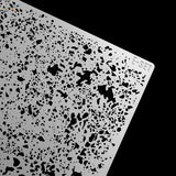 Silver metal salt weathering and corrosion stencil with terrazzo black speckles for precision hobby tools in model building