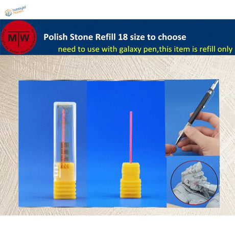 Yellow plastic-cased sanding pen refill for Galaxy pen, size 18
