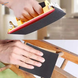 Yellow black sanding block with metal clip in premium sandpaper set