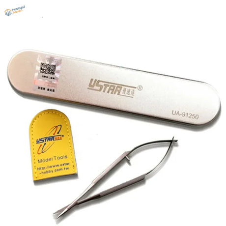 Silver ustar precision tweezers with curved tips for scale modeling tools