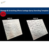 Silver scratches effects stencils with intricate damage patterns for spray painting