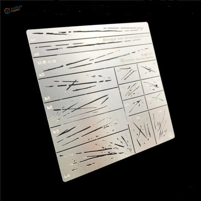 Silver scratches effects stencils with metal damage stamping template