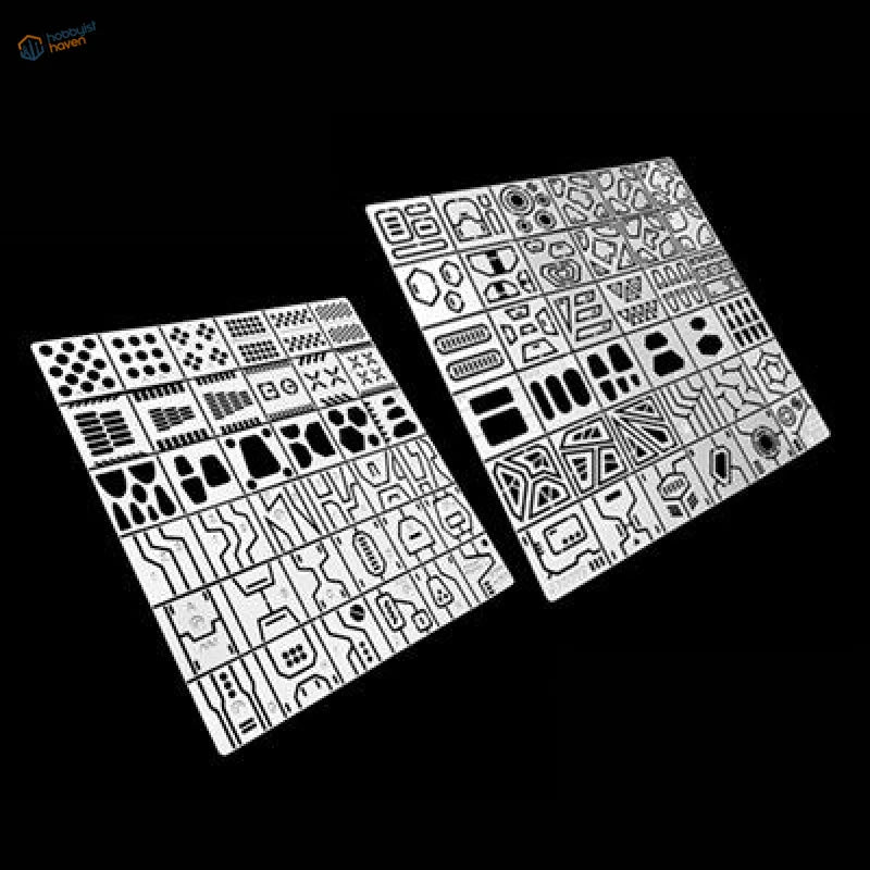 Scribing stencils for Gundam with precise panel lines on metal plates