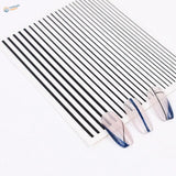 Clear blue glitter stripe stickers with black diagonals for scale modeling