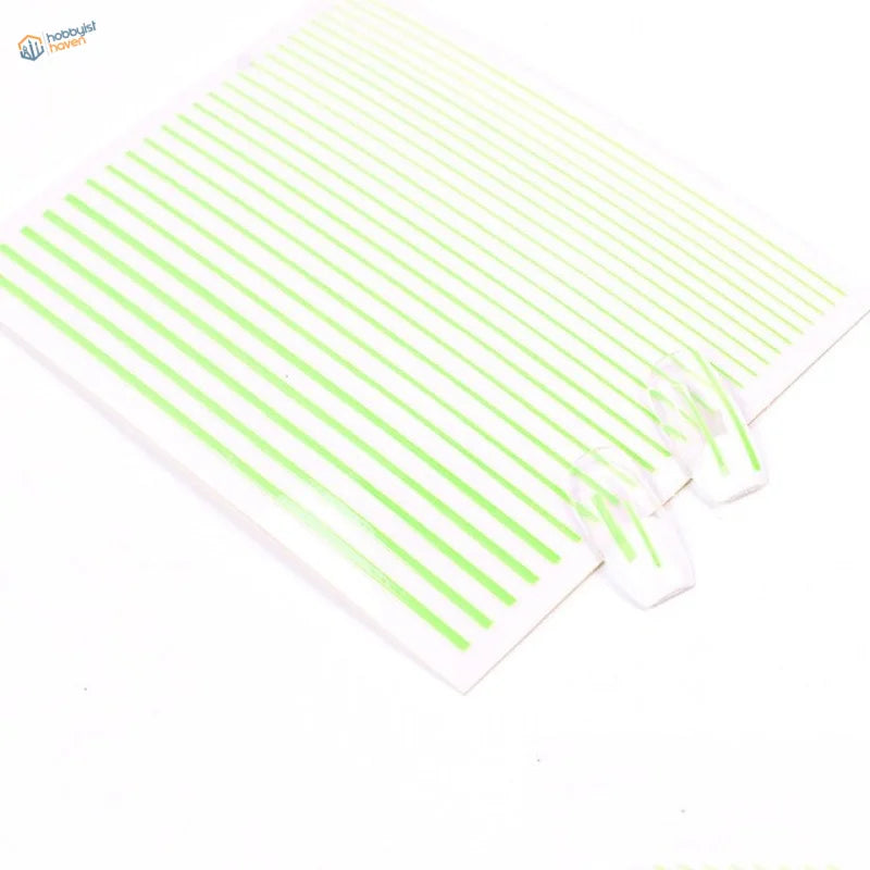 Light green Self-adhesive Stripe Stickers with white backing for scale modeling