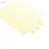 Yellow neon nail tip stripe stickers for scale modeling, glossy finish