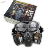 Black and gold face dust mask with clear goggles