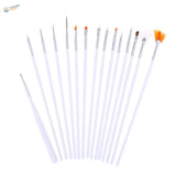 Set of 15 special shape brushes with white handles for scale modeling