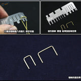 Silver photoetch bending tool with perforated plate, Chinese labels for precision hobby handle making