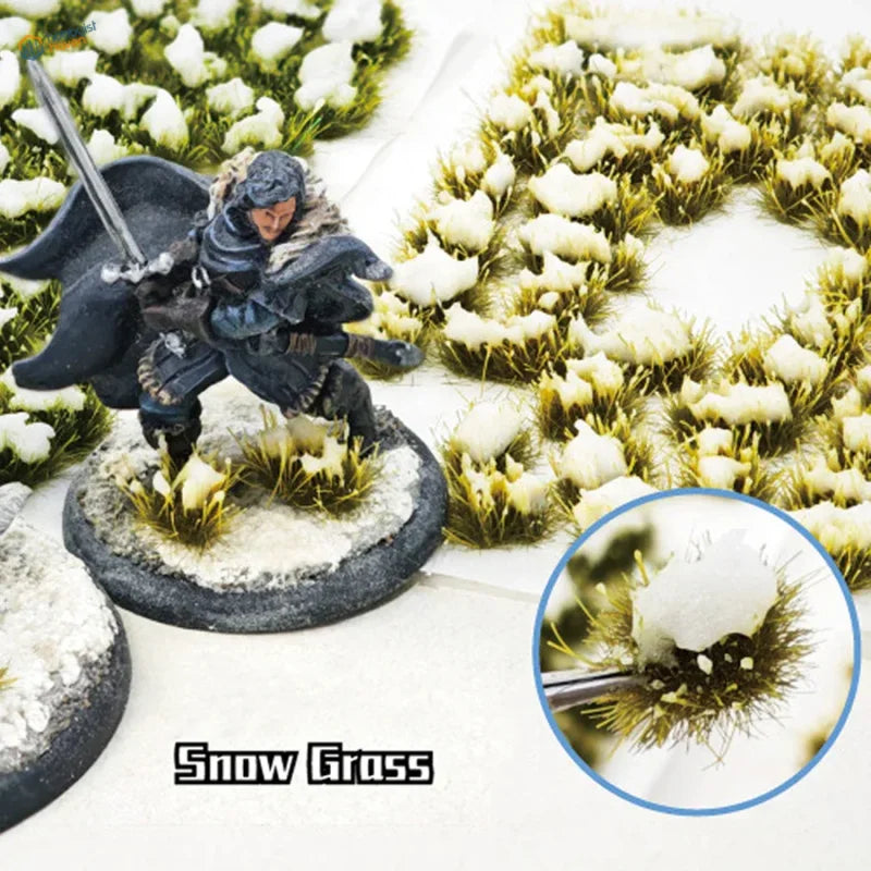 Snowy grass patches for miniature wargaming terrain