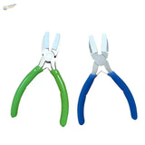 Soft jaw pliers with green blue ergonomic handles silver jaws