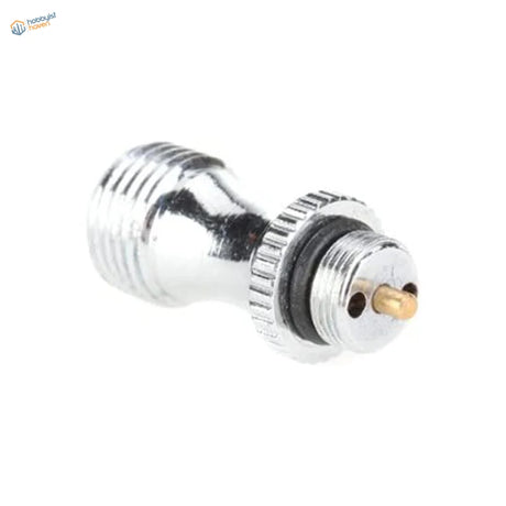 Stainless steel air valve with chrome-finished stem, threaded body, knurled ring