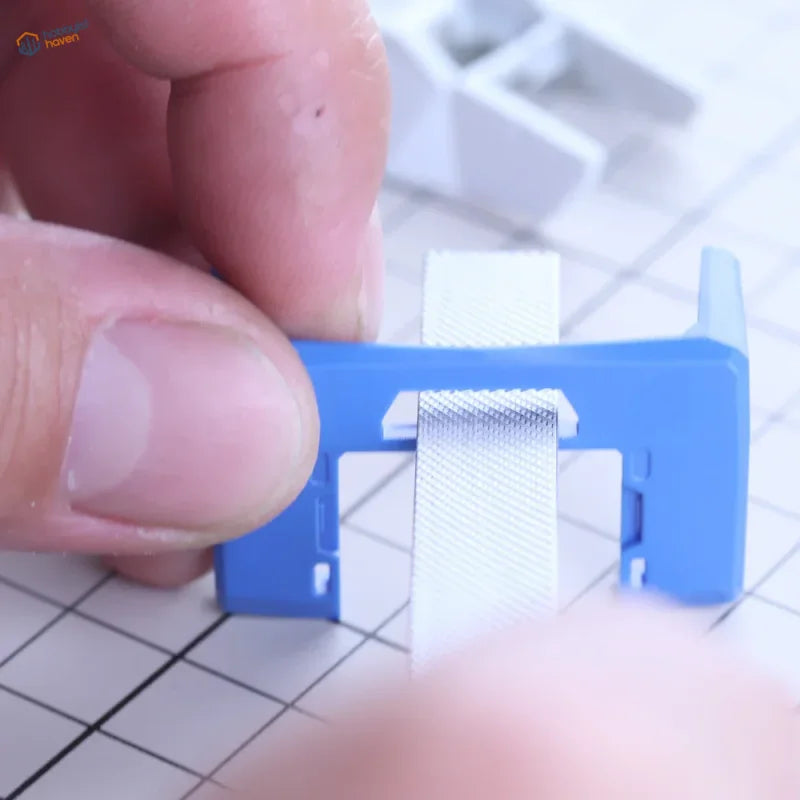 Blue plastic spacer with silver ribbon in stainless steel modeling files