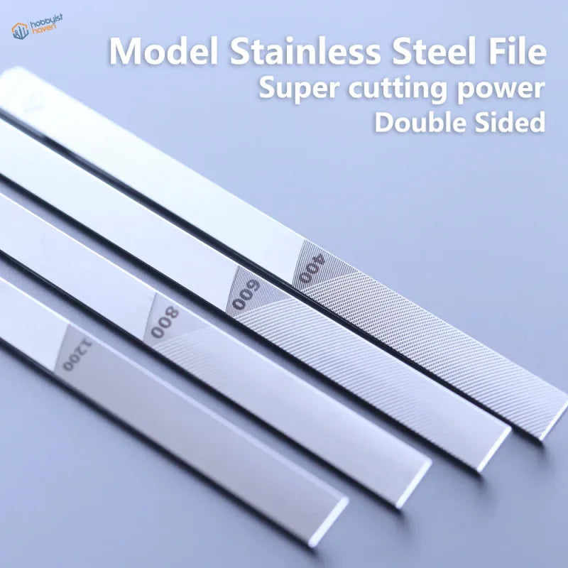 Stainless steel double-sided modeling files with precision hobby grits