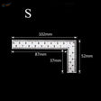 Silver l-shaped compact stainless steel mini try square ruler with black measurement markings